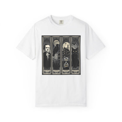 Edgar Allan Poe T-Shirt Gothic Graphic Tee The Raven Nevermore Quote Horror Literature Shirt Dark Academia Aesthetic Halloween Party Gift T-Shirt Printify White S