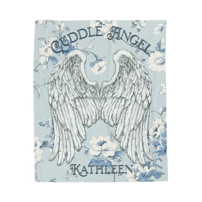 Custom Angel Wings Cuddle Plush Blanket Cozy Throw for Spiritual Gift for Birthday Christmas Gift for Mom or Best Girl Friends Angelic Love All Over Prints Printify 50" × 60"