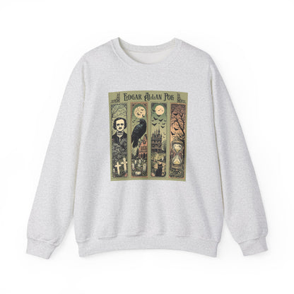 Edgar Allan Poe Sweatshirt The Raven Nevermore Gothic Horror Sweater Dark Academia Macabre Halloween Gift for Book Lovers Birthday Christmas Sweatshirt Printify Ash S
