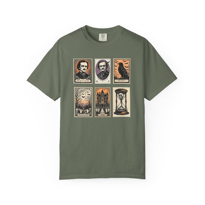 Edgar Allan Poe T-Shirt Gothic Graphic Tee The Raven Nevermore Quote Horror Literature Shirt Dark Academia Aesthetic Halloween Party Gift T-Shirt Printify Moss S