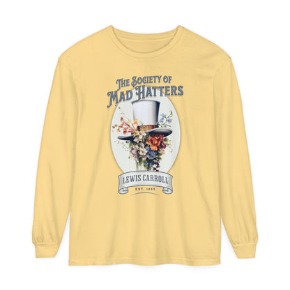 Alice in Wonderland Long Sleeve Shirt, Vintage Lewis Carroll The Mad Hatter TShirt, Tea Party, Queen of Hearts Bookish Booktok Academia Gift Long-sleeve Printify Butter S 