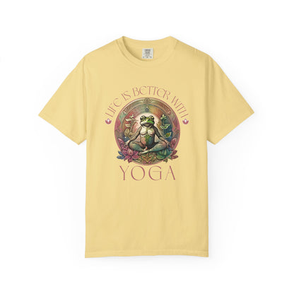 Yoga Frog Life Is Better With Yoga Unisex T-Shirt, Casual Wear, Highlander Fan Gift, T-Shirt Printify Butter S