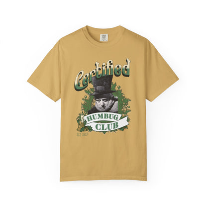 A Christmas Carol Shirt Certified Humbug Club T-Shirt | Vintage Style Unisex Tee for Holiday Fun, Christmas, Gift, Humor, T-Shirt Printify Mustard S