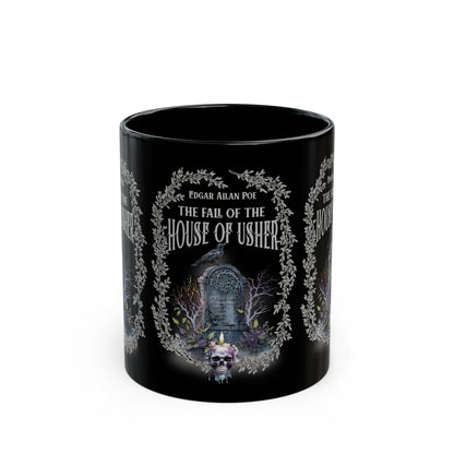 Edgar Allan Poe Coffee Mug The Raven The Fall Of The House of Usher Goth Haunting Horror Movie Books Dark Academia Halloween Bookclub Gift Mug Printify 11oz  