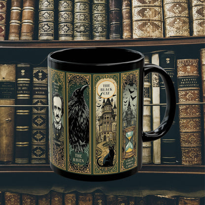 Edgar Allan Poe Mug Gothic Literary Gift For Book Lover Dark Academia Macabre Fall Coffee Cup Halloween Poetember Party Gift For Bookclub Mug Printify 11oz