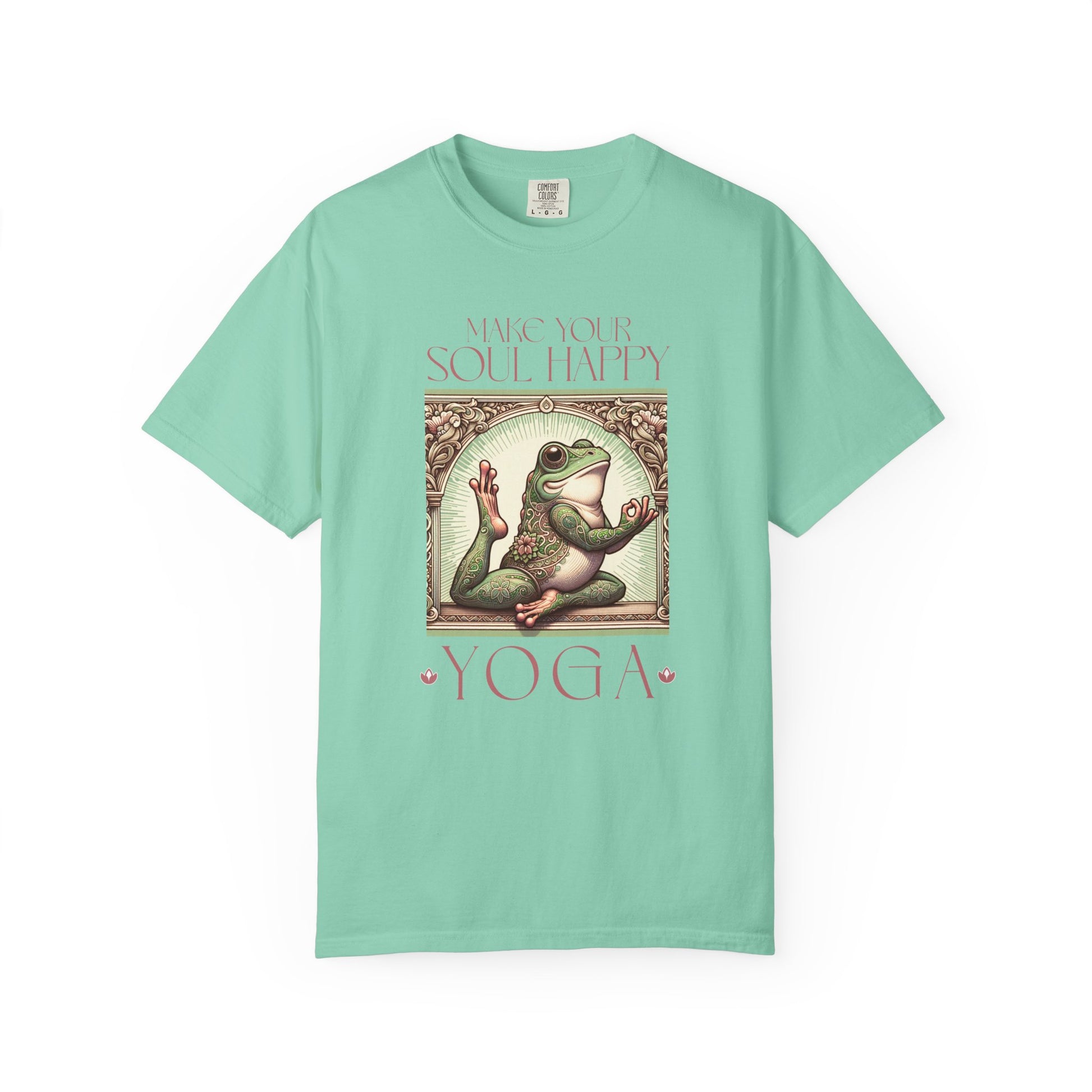 Yoga Frog Make Your Soul Happy Pink Unisex T-Shirt, Casual Wear, Highlander Fan Gift, Comfortable Graphic Tee T-Shirt Printify Island Reef S