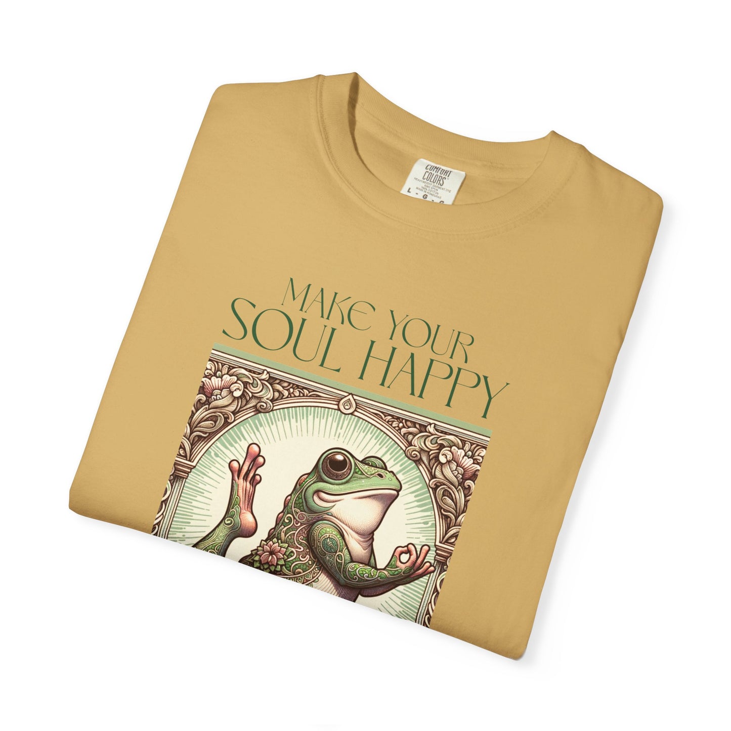 Green Yoga Frog Make Your Soul Happy Unisex T-Shirt, Casual Wear, Highlander Fan Gift, T-Shirt Printify