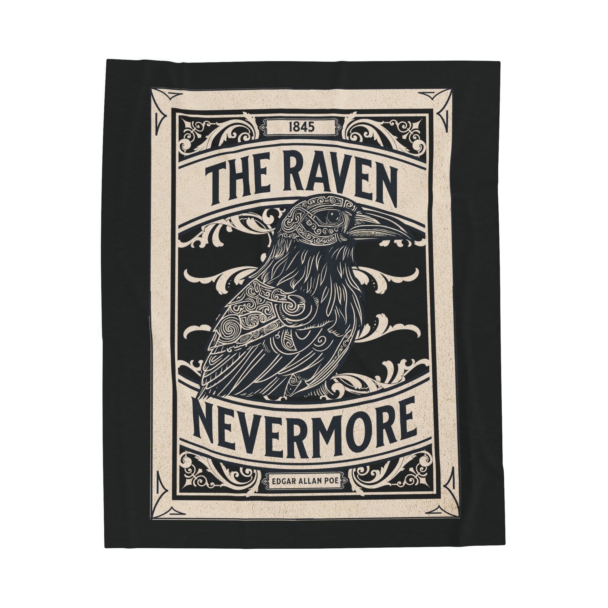 Edgar Allan Poe, Nevermore The Raven Throw Blanket, Book Lover Reading Blanket, Gothic Light, Dark Academia, Horror Movie Watching Blanket All Over Prints Printify 50" × 60"  