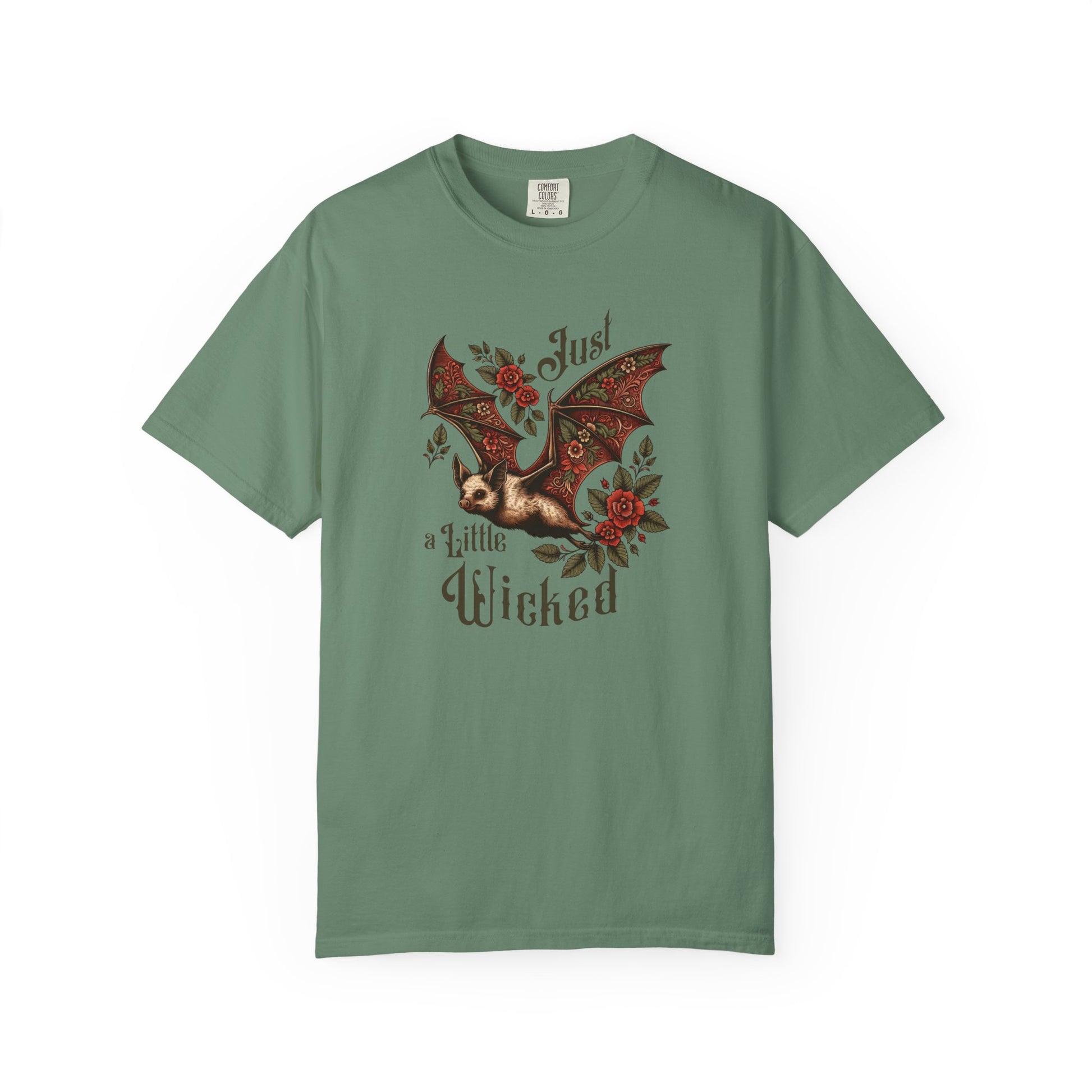 Bat Retro Goth TShirt Vintage Grunge Style Bat Shirt For Halloween Party Spooky Vibes Witchy Dark Academia Comfort Colors Oversized Shirt T-Shirt Printify Light Green S