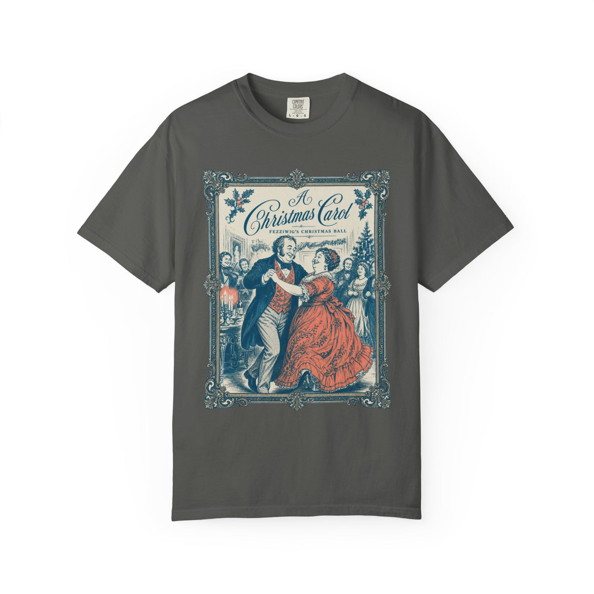 A Christmas Carol T-Shirt Vintage Victorian Fezziwigs Ball, Charles Dickens Literary Design