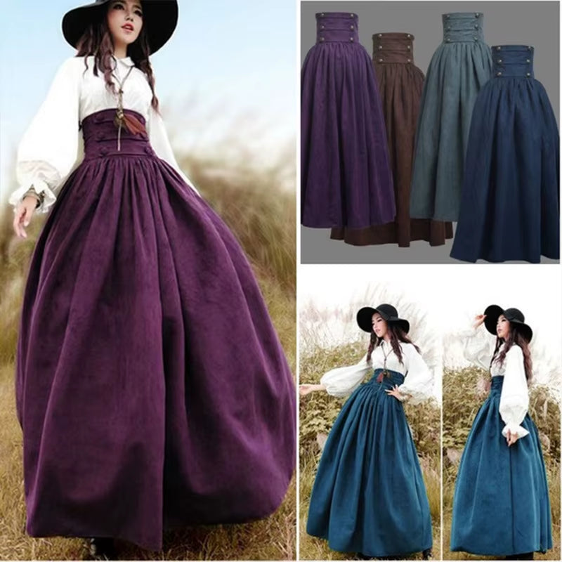 The Adelaide High Waist Medieval Middle Ages Skirt Renaissance Costume Vintage Swing Pleated Skirts Jenny Meadow