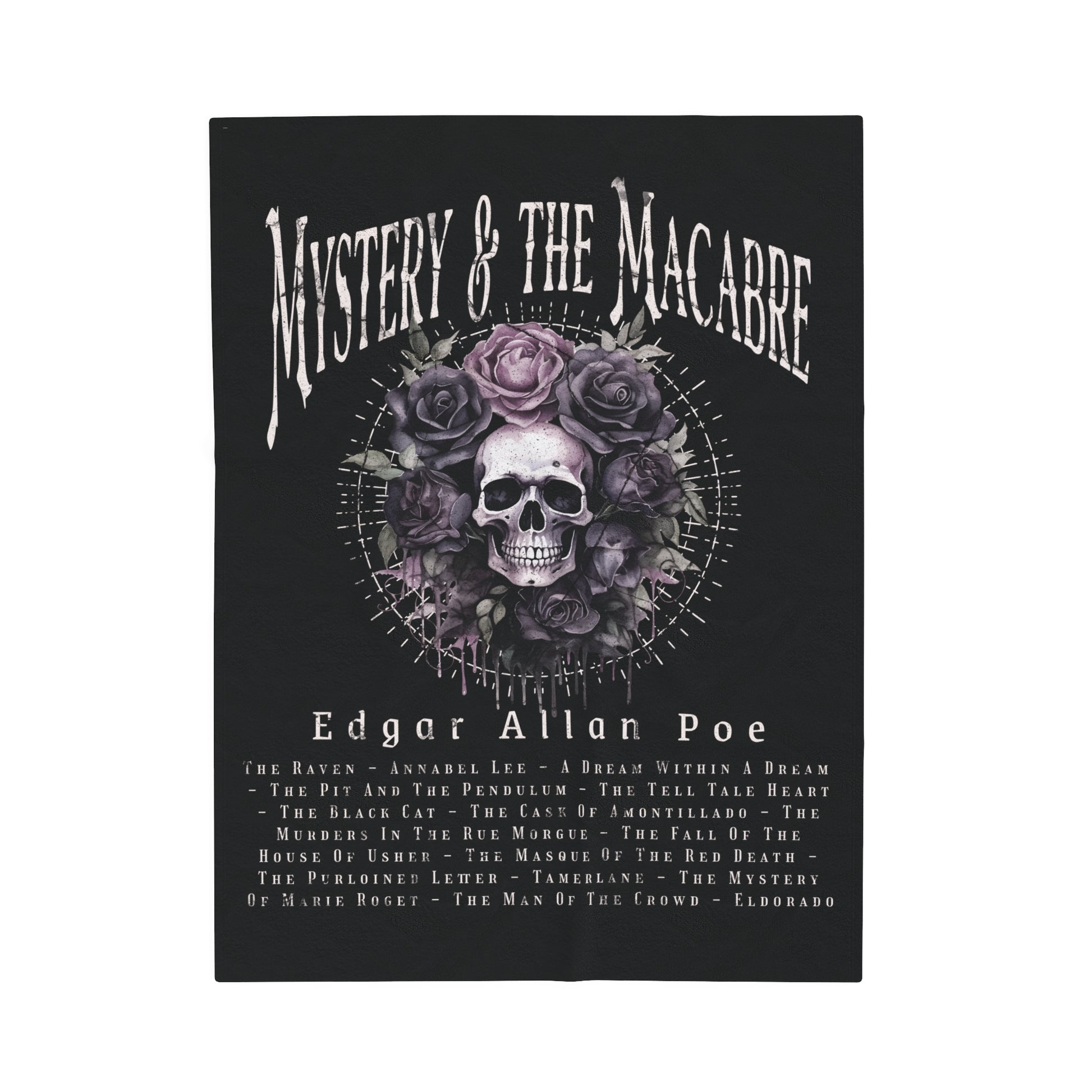 Edgar Allan Poe, Mystery & The Macbre Throw Blanket, Book Lover Reading Blanket, Gothic, Light, Dark Academia, Horror Movie Watching Blanket All Over Prints Printify 30" × 40"  