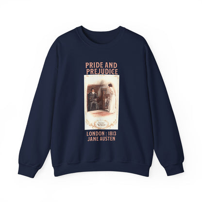 Jane Austen Sweatshirt, Pride & Prejudice Historical Romance Sweater, Bookish Literary Jane Austen Fan Art, Gift for Her, Bookclub Shirt Sweatshirt Printify S Navy 