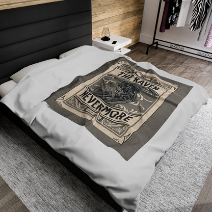 Edgar Allan Poe, Nevermore The Raven Throw Blanket, Book Lover Reading Blanket, Gothic Light, Dark Academia, Horror Movie Watching Blanket All Over Prints Printify   