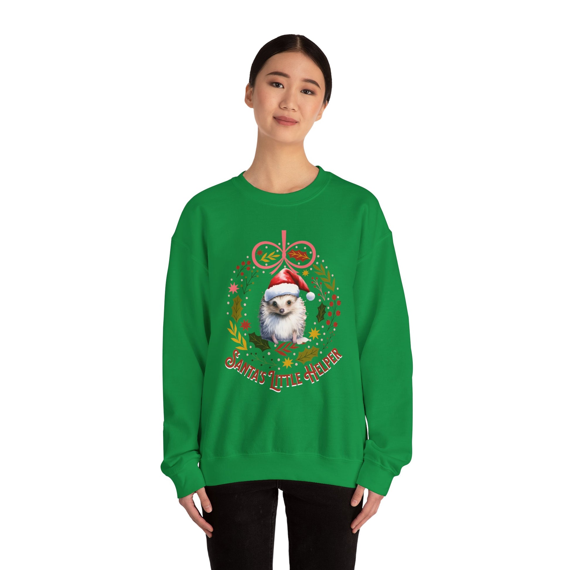 HedgeHog Christmas Sweatshirt, Cute Santa's Little Helper Sweater, Hedgehog Lover Merry Christmas Shirt, Country Christmas Animal Lover Gift Sweatshirt Printify   