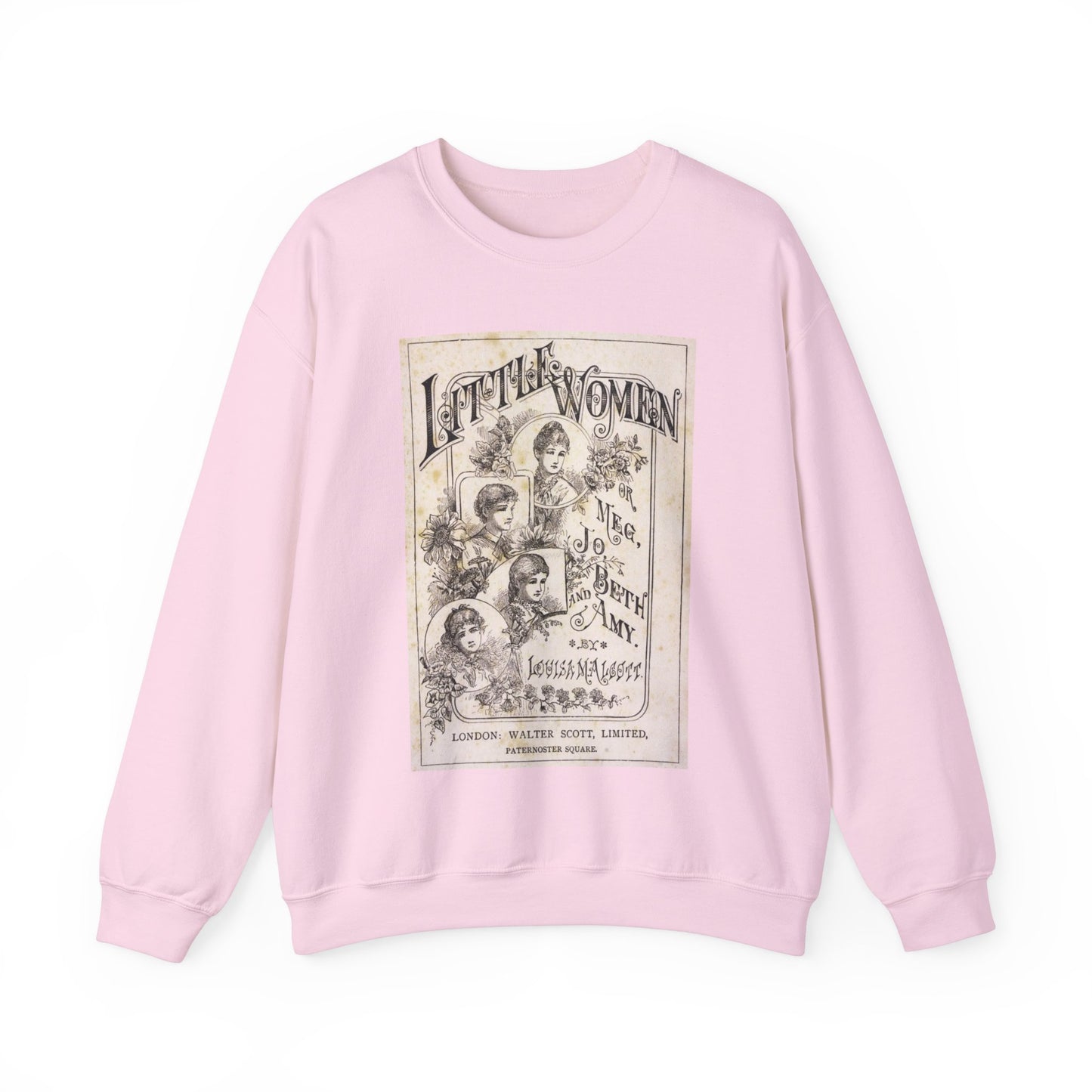 Little Women Sweatshirt, Louisa May Alcott Historical Romance Sweater, Bookish Literary Fan Art Gift, Gift for Her, Bookclub Crewneck Shirt Sweatshirt Printify S Light Pink 