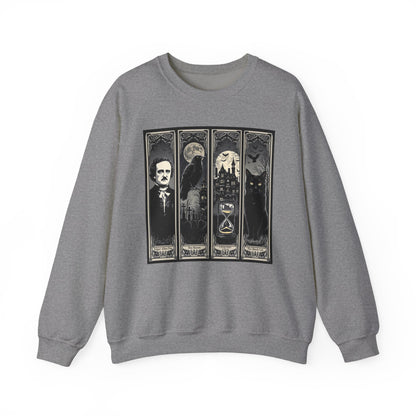 Edgar Allan Poe Sweatshirt The Raven Nevermore Gothic Horror Sweater Dark Academia Macabre Halloween Gift for Book Lovers Birthday Christmas Sweatshirt Printify Graphite Heather S