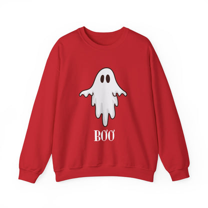 Halloween Ghost Sweatshirt, Cute Ghost Shirt, Spooky Season Sweater, Halloween Party, Autumn or Fall Style Top, Trick or Treating Style, Sweatshirt Printify S Red 