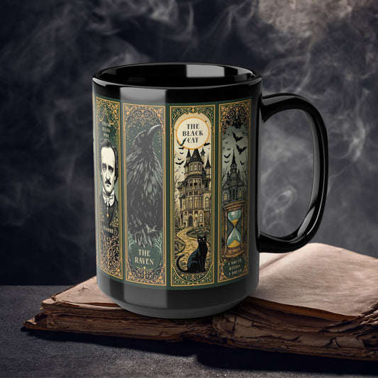 Edgar Allan Poe Mug Gothic Literary Gift For Book Lover Dark Academia Macabre Fall Coffee Cup Halloween Poetember Party Gift For Bookclub Mug Printify 15oz