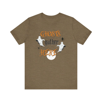 Halloween Ghosts and Spiders & TShirt, Spooky Season Tee,  Trick or Treating Shirt, Halloween Party T-Shirt, Creepy Autumn Style T Shirt T-Shirt Printify Heather Olive XS 