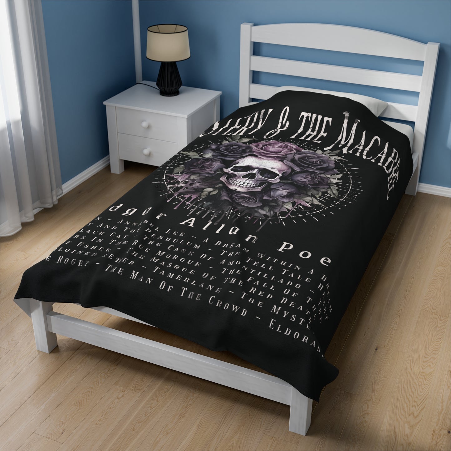 Edgar Allan Poe, Mystery & The Macbre Throw Blanket, Book Lover Reading Blanket, Gothic, Light, Dark Academia, Horror Movie Watching Blanket All Over Prints Printify   