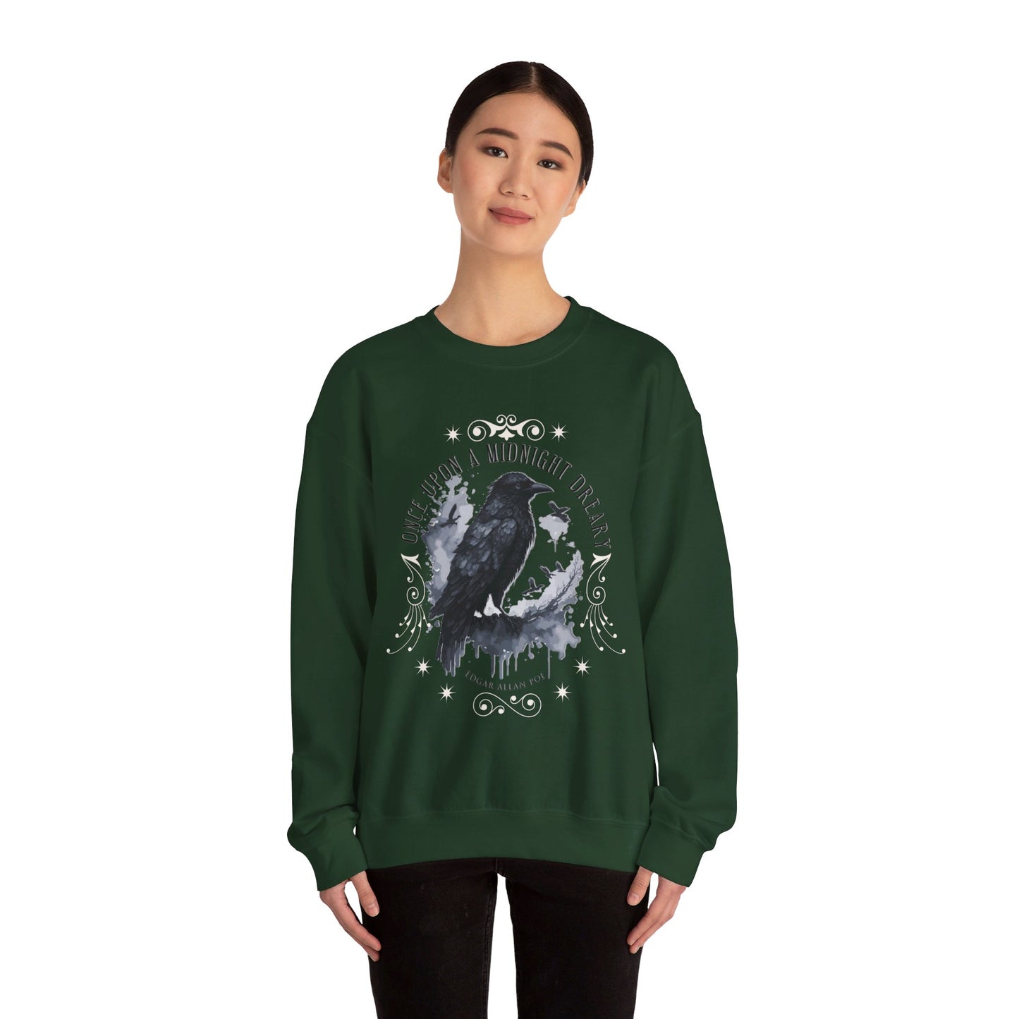 Edgar Allan Poe, The Raven Sweatshirt, Poet, Poetry Lover Sweater, Book Lover, Haunting Gothic Gift, Light, Dark Academia, Horror Movie Top Sweatshirt Printify   