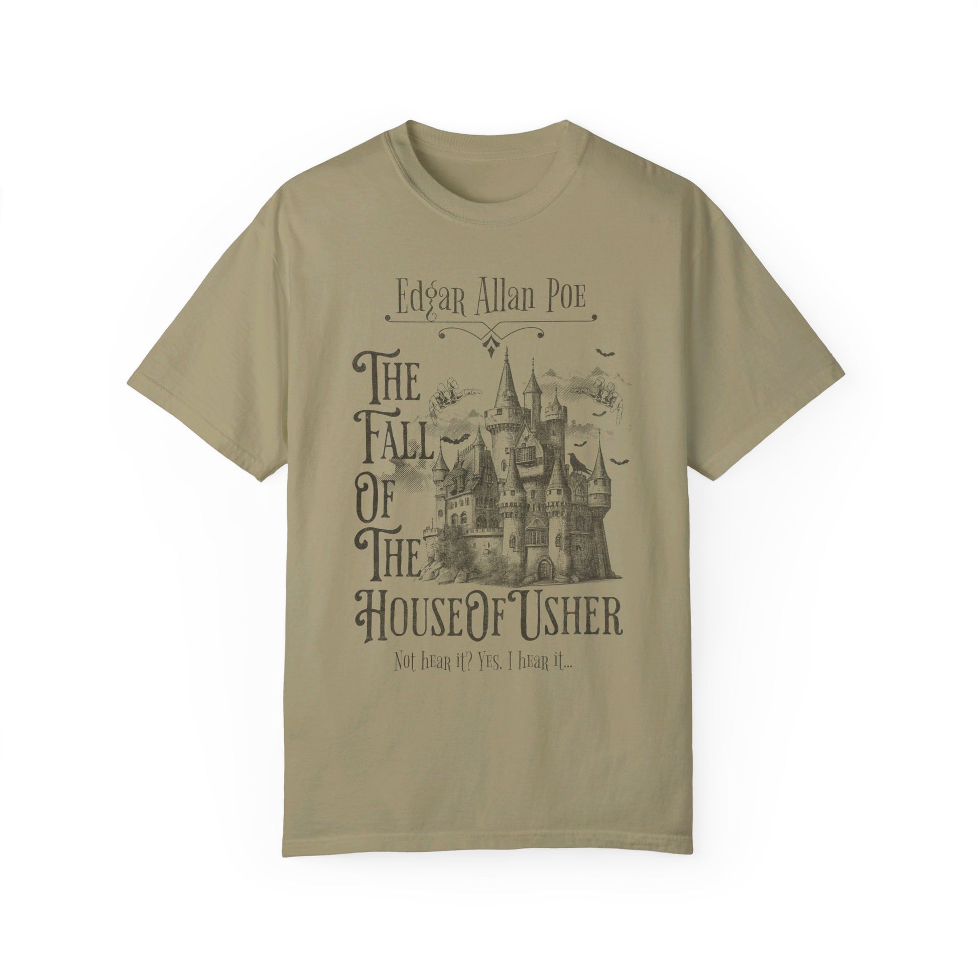 Edgar Allan Poe Shirt, The Fall of the House of Usher Tee, Book Lover Shirt, Halloween, Fall, Gothic, Light Academia, Comfort Colours TShirt T-Shirt Printify Khaki S 