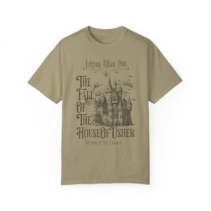 Edgar Allan Poe Shirt, The Fall of the House of Usher Tee, Book Lover Shirt, Halloween, Fall, Gothic, Light Academia, Comfort Colours TShirt T-Shirt Printify Khaki S 