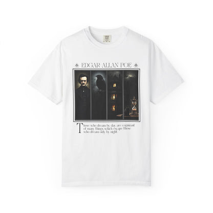 Edgar Allan Poe T-Shirt Gothic Graphic Tee The Raven Nevermore Quote Horror Literature Shirt Dark Academia Aesthetic Halloween Party Gift T-Shirt Printify White S