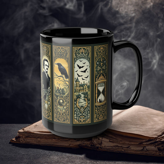 Edgar Allan Poe Mug Gothic Literary Gift For Book Lover Dark Academia Macabre Fall Coffee Cup Halloween Poetember Party Gift For Bookclub Mug Printify 15oz