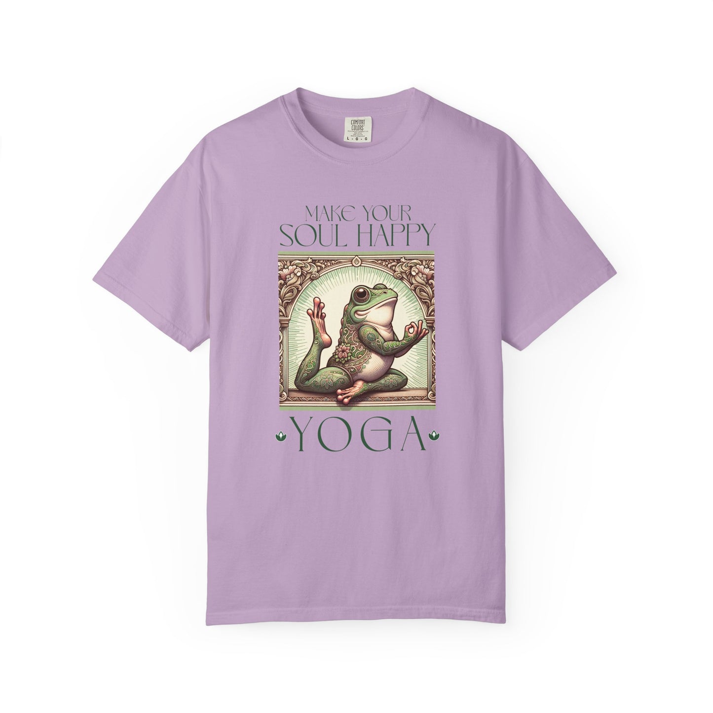 Green Yoga Frog Make Your Soul Happy Unisex T-Shirt, Casual Wear, Highlander Fan Gift, T-Shirt Printify Orchid S