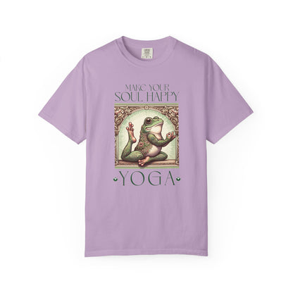 Green Yoga Frog Make Your Soul Happy Unisex T-Shirt, Casual Wear, Highlander Fan Gift, T-Shirt Printify Orchid S