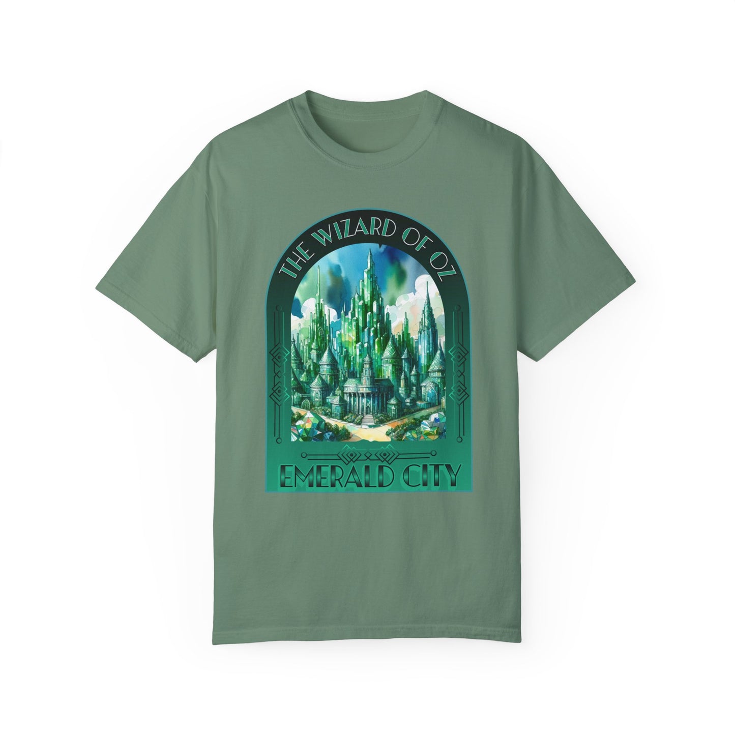 Emerald City T-Shirt, Wizard of Oz Tee, Garment-Dyed Unisex Shirt, Magical T-Shirt, Fantasy Apparel, Gifts for Broadway and Theatre Fans T-Shirt Printify Light Green S 