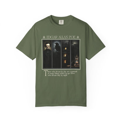 Edgar Allan Poe T-Shirt Gothic Graphic Tee The Raven Nevermore Quote Horror Literature Shirt Dark Academia Aesthetic Halloween Party Gift T-Shirt Printify Sage S