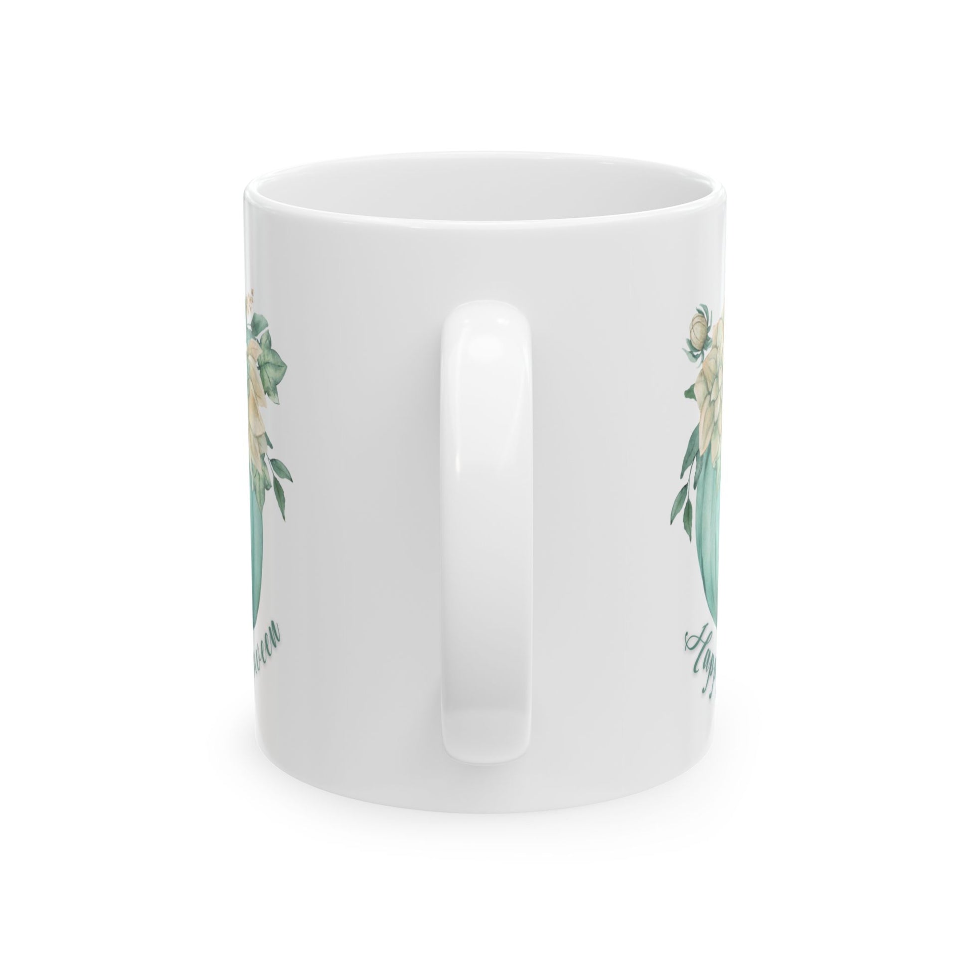 Halloween Carved Pumpkin and Floral Design Coffee Mug, Cottagecore Fall Autumn Gift, Spooky Season Halloween Lover Mug, Gift for Mom, Friend Mug Printify   