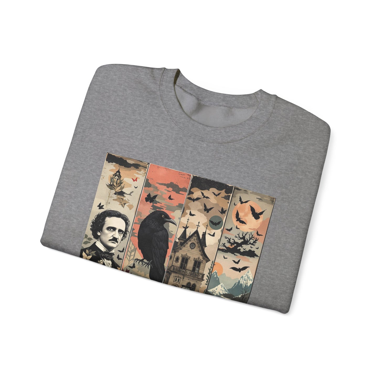 Edgar Allan Poe Sweatshirt The Raven Nevermore Gothic Horror Sweater Dark Academia Macabre Halloween Gift for Book Lovers Birthday Christmas