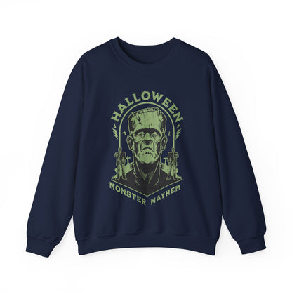 Vintage Halloween Frankenstein Monster Graphic Sweatshirt, Creepy Spooky Book Lover Gift, Horror Movie, Fall Festival Party Sweater. Sweatshirt Printify S Navy 