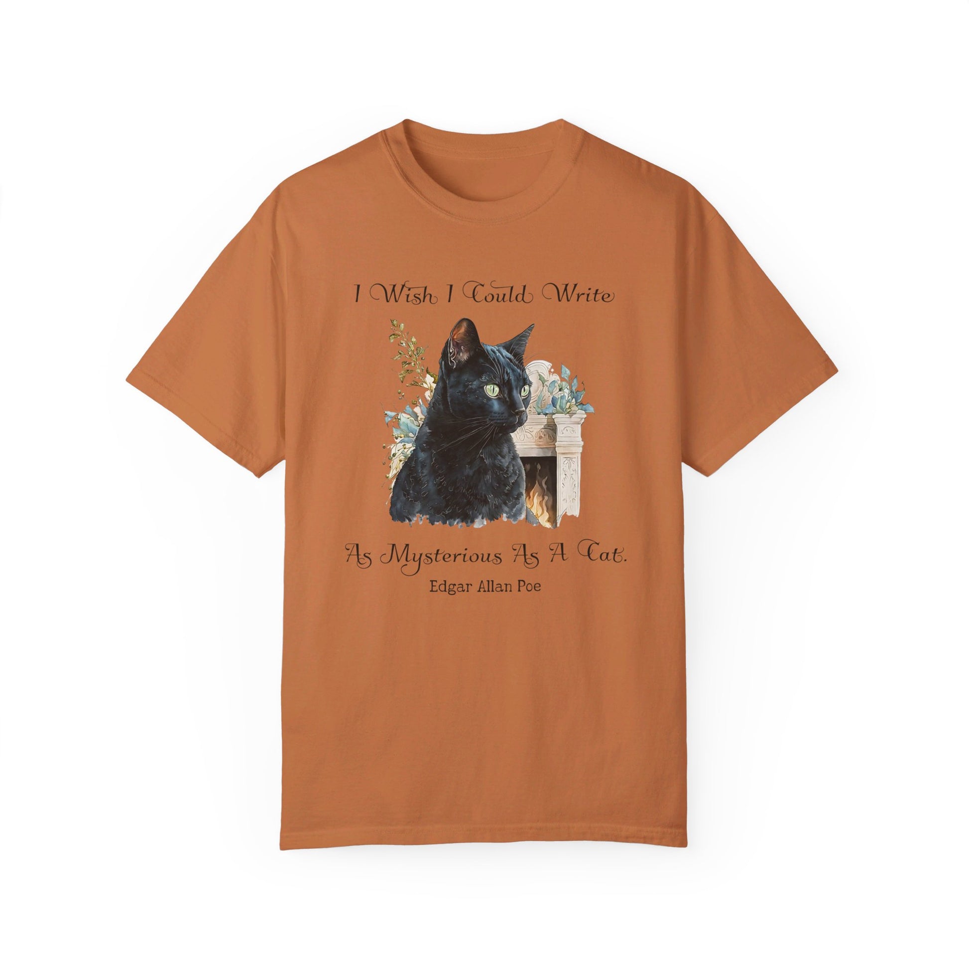 Edgar Allan Poe T-Shirt The Black Cat Nevermore The Raven Poe Fan Art Poetry Book Lover, Dark Cottagecore Macabre Gift, Light, Dark Academia T-Shirt Printify Yam S 