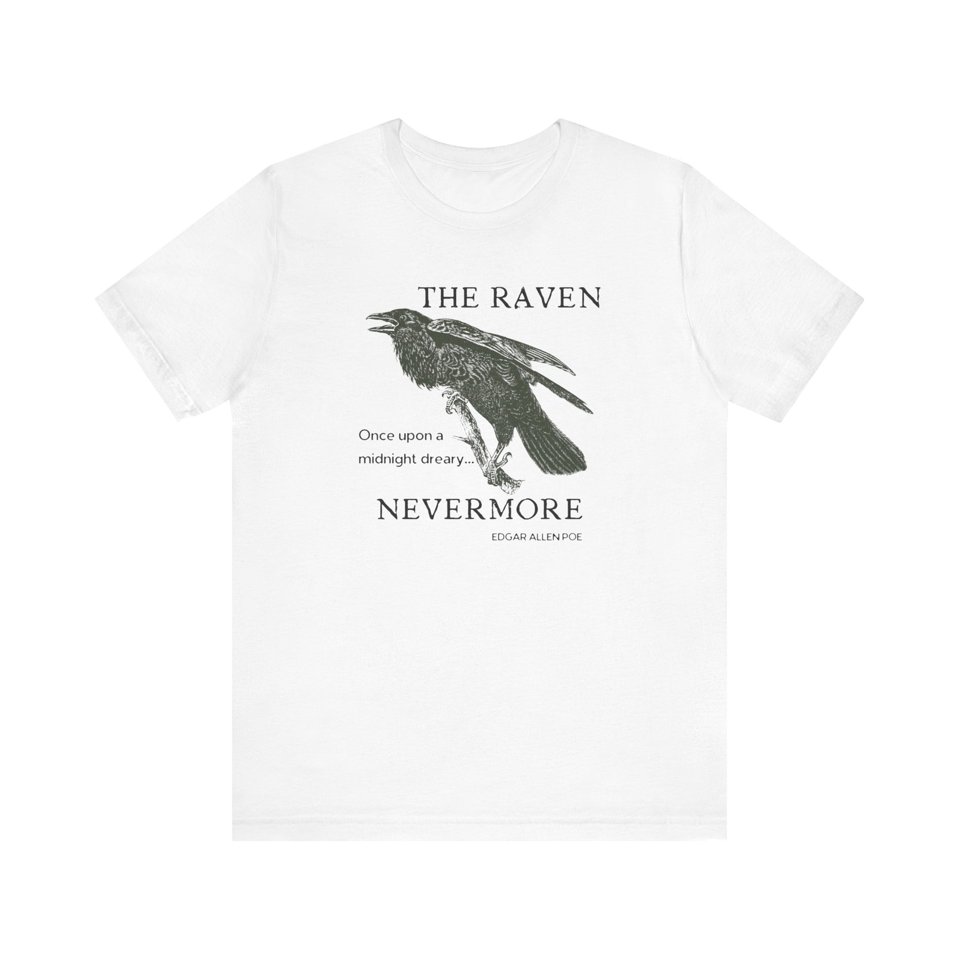 Halloween Vintage The Raven TShirt, Spooky Season Tee, Trick or Treating Shirt, Halloween Party T-Shirt, Edgar Allen Poe, Nevermore, Gothic T-Shirt Printify White XS 