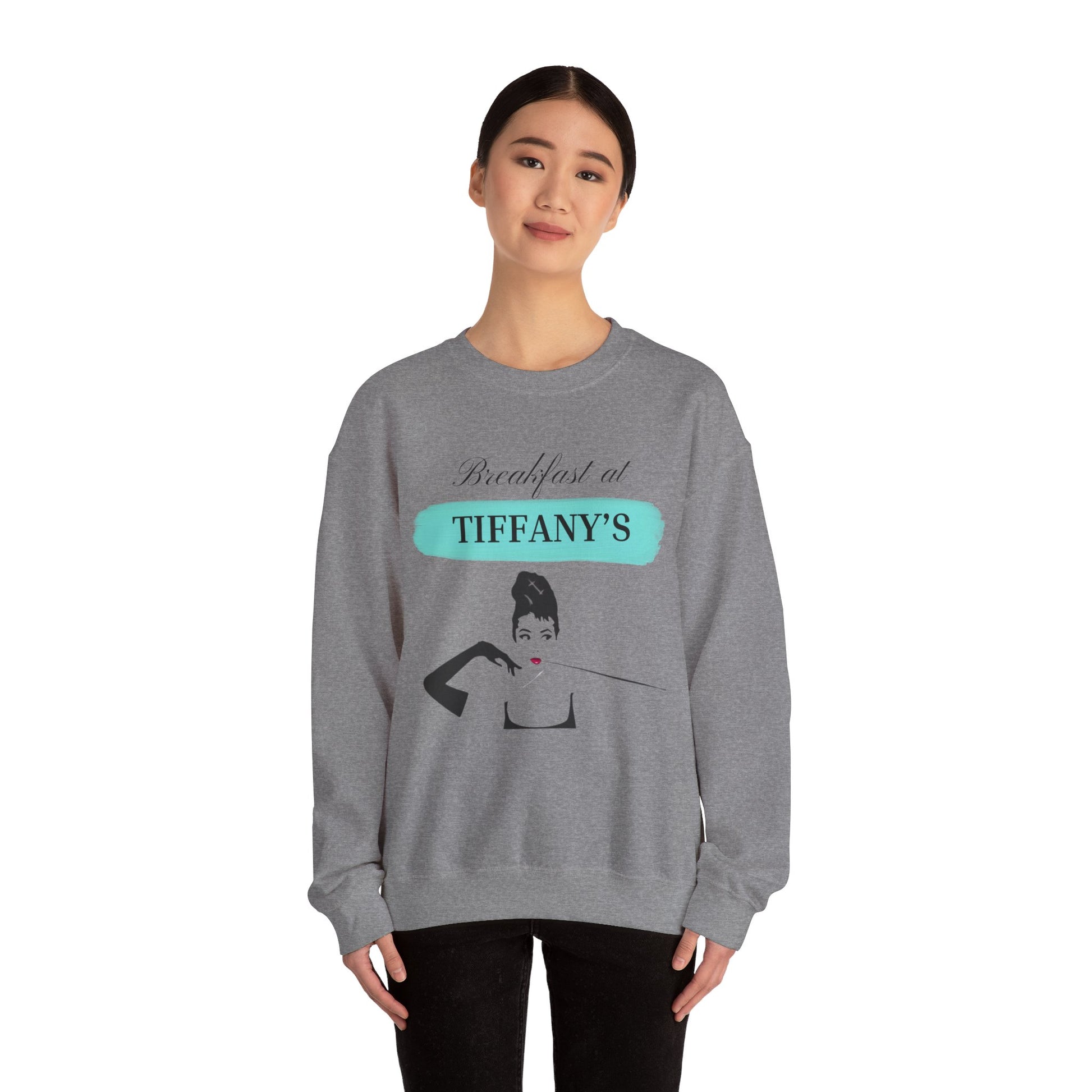 Breakfast at Tiffany's T & Co Sweatshirt , Classic Audrey Crew, Girls Brunching Weekend Sweater, Women's Shirt, Truman Capote Fan Gift Sweatshirt Printify   