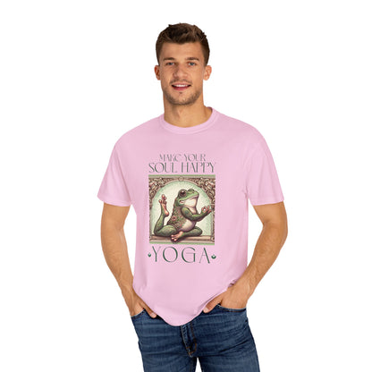 Yoga Frog Make Your Soul Happy Green Unisex T-Shirt, Casual Wear, Highlander Fan Gift, Comfortable Graphic Tee