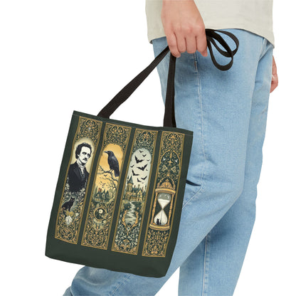 Edgar Allan Poe Tote Bag Gothic Literary Gift for Book Lover Dark Academia Macabre Accessory Halloween Tote Fall School Bag for Poetember Bags Printify