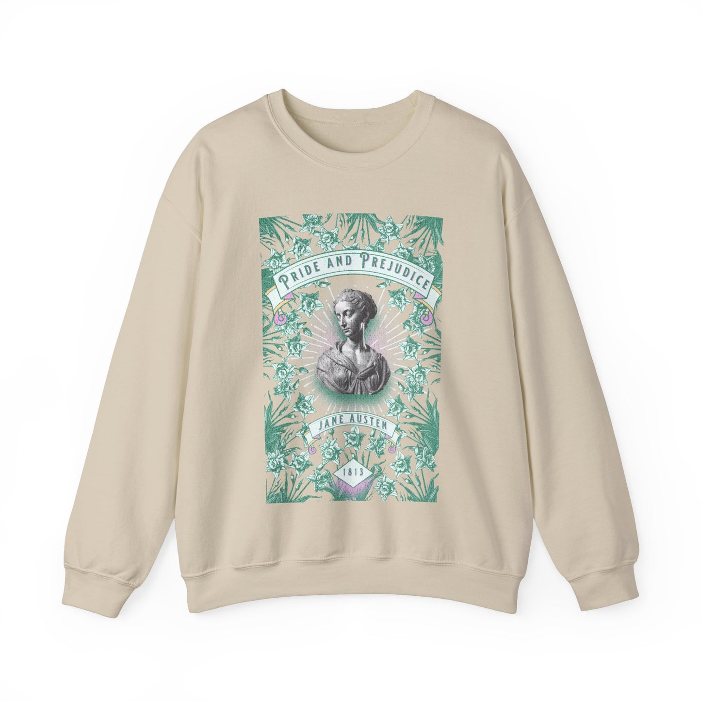 Jane Austen Sweatshirt, Pride & Prejudice Historical Romance Sweater, Bookish Literary Jane Austen Fan Art Gift, Gift for Her, Readers, Sweatshirt Printify S Sand 