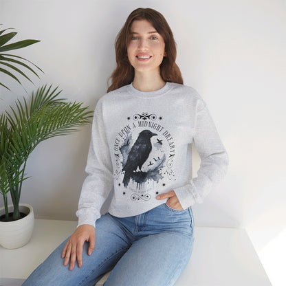 Edgar Allan Poe, The Raven Sweatshirt, Poet, Poetry Lover Sweater, Book Lover, Haunting Gothic Gift, Light, Dark Academia, Horror Movie Top Sweatshirt Printify   