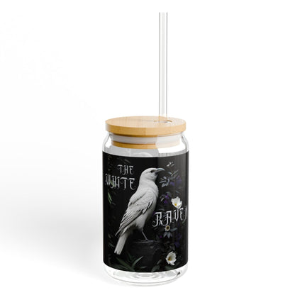 The White Raven Iced Coffee Glass Halloween Glass Cup Halloween Gifts The Raven Beer Can Glass Fall Party Gift Halloween Mug Lid With Straw Mug Printify   