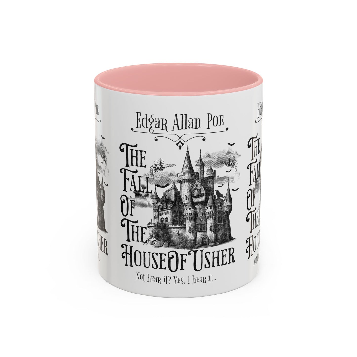 Edgar Allan Poe Coffee Mug,  Fall of the House of Usher, Spooky Halloween Coffee or Tea Mug, Haunting Horror Movie Gift for Halloween Mug Printify 11oz Pink 