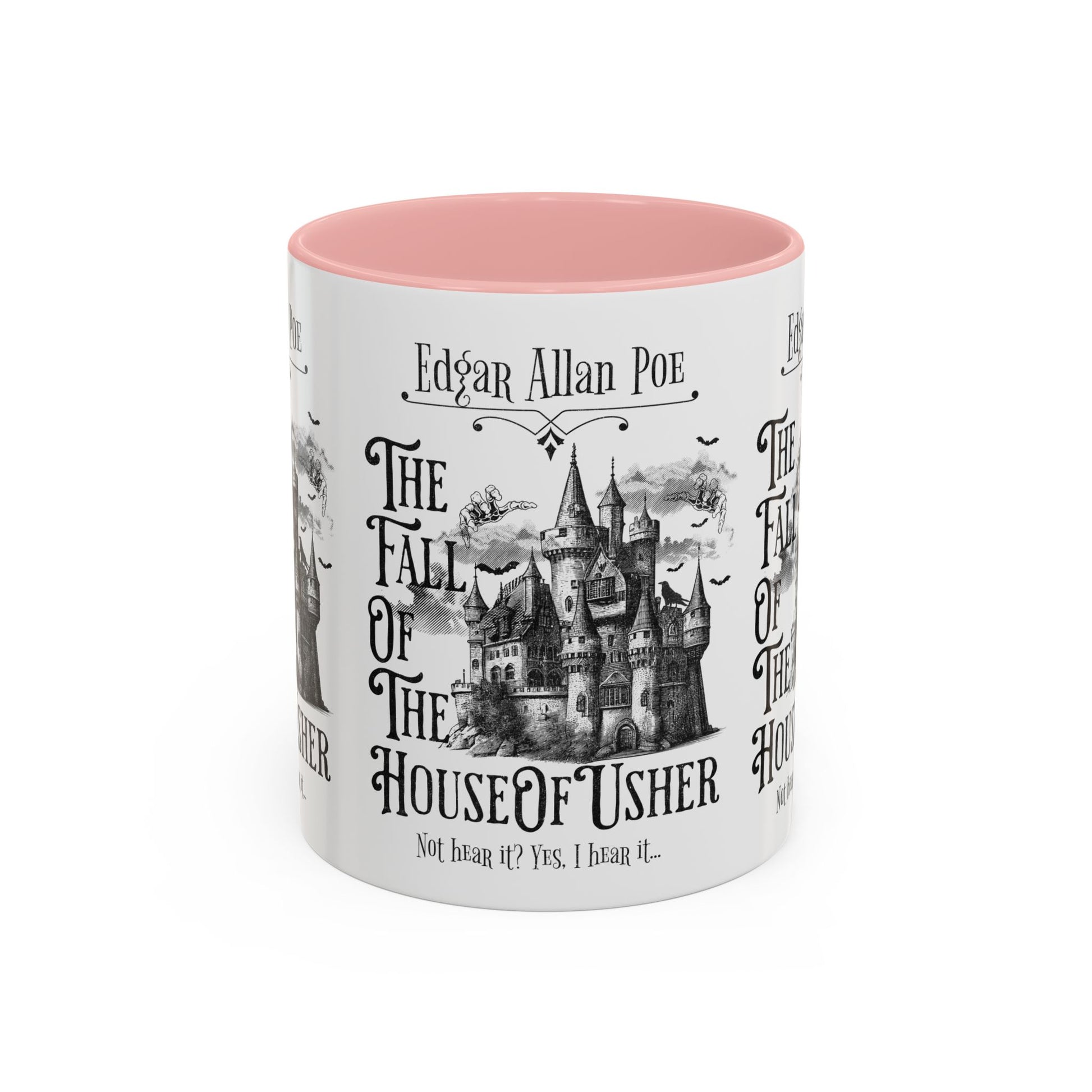 Edgar Allan Poe Coffee Mug,  Fall of the House of Usher, Spooky Halloween Coffee or Tea Mug, Haunting Horror Movie Gift for Halloween Mug Printify 11oz Pink 