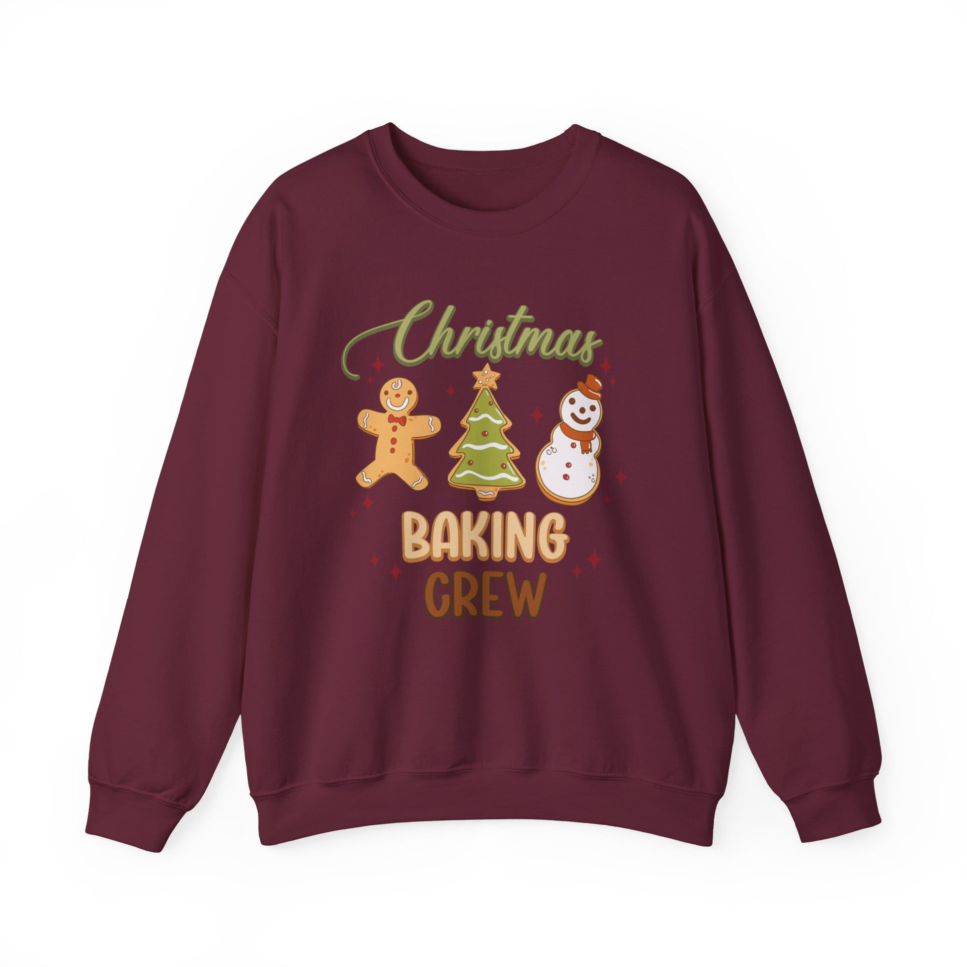 Christmas Baking Crew Sweatshirt, Christmas Baking Team Matching Sweater, Christmas Baking Women's Christmas Shirts, Christmas Cookie Crew Sweatshirt Printify S Maroon 