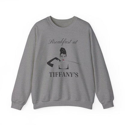 Breakfast at Tiffany's T & Co Sweatshirt , Classic Audrey Crew, Girls Brunching Weekend Sweater, Women's Shirt, Truman Capote Fan Gift Sweatshirt Printify S Graphite Heather 