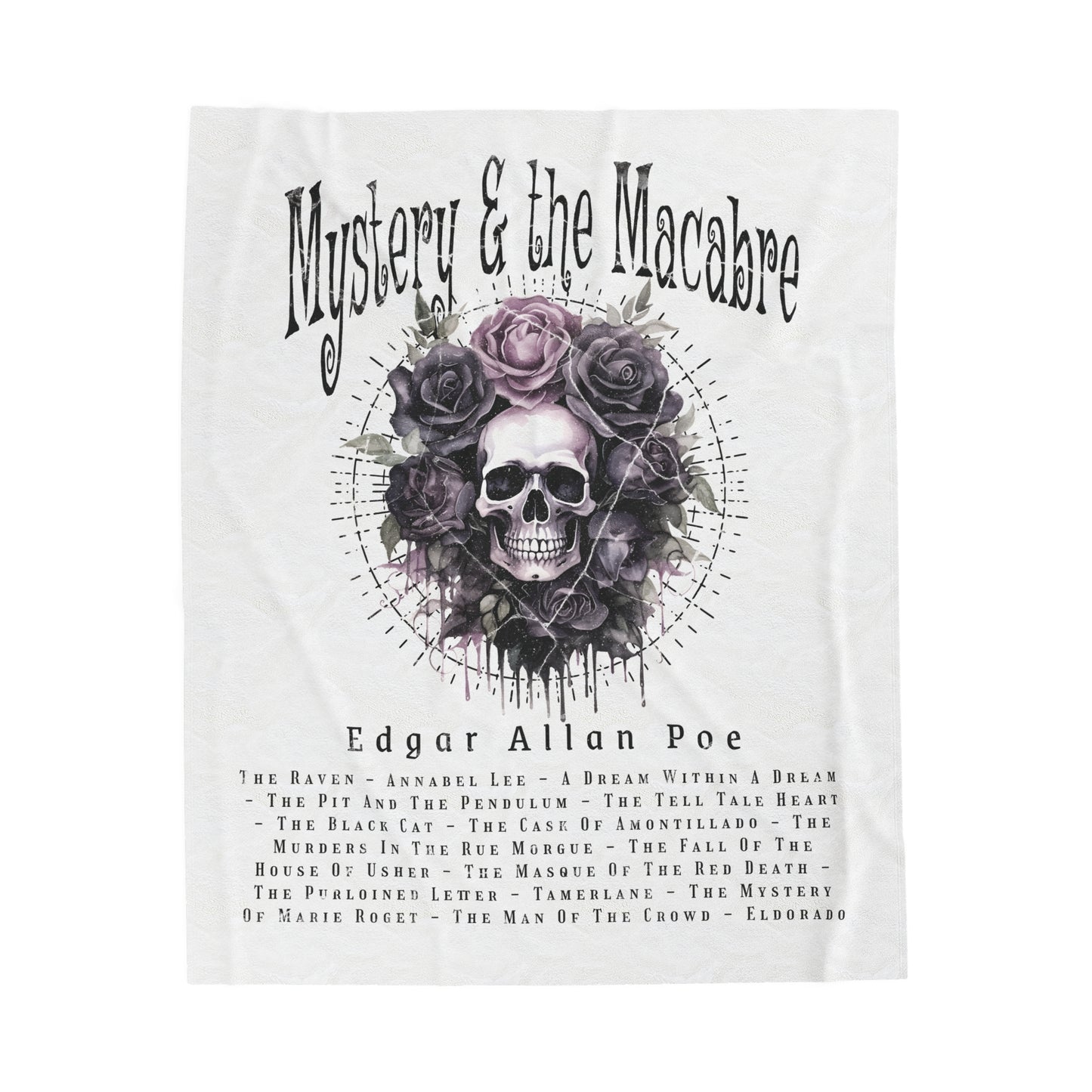 Edgar Allan Poe, Mystery & The Macbre Throw Blanket, Book Lover Reading Blanket, Gothic, Light, Dark Academia, Horror Movie Watching Blanket All Over Prints Printify 50" × 60"  